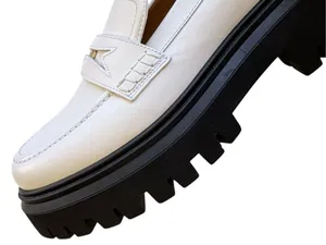 Like New Maje Leather Platform Loafers White Size 10.5 Retail $435.00 thumbnail 5