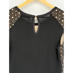 The Limited Blouse Women Medium‎ Black Lace Cap Sleeve Keyhole Back Coquette thumbnail 6