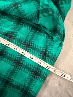 L.L.Bean Size SP Green Plaid Flannel Pajama Top Button Front 100% Cotton Pocket thumbnail 8