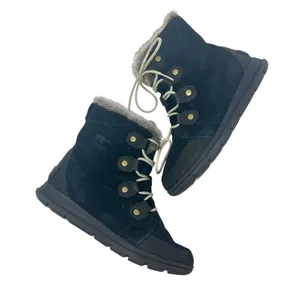 Sorel Explorer Joan Suede Boots Lace-Up Waterproof Weather‎ Black Size US 9.5 thumbnail 1