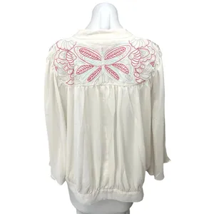 Butterfly by Matthew Williamson White Embroidered Button Up Shirt Top Size 16 thumbnail 2