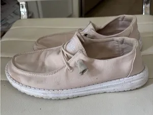 Hey Dude Wendy Slub Canvas Natural Beige‎ Slip On Loafers Shoes Womens 6 thumbnail 1
