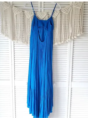 Free People Totally Tubular Open Back Cutout Maxi Dress - Mosaic Blue thumbnail 2