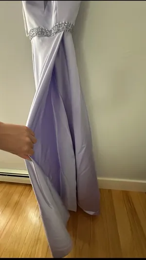 JJ's House Purple Satin A Line Open Corset Back Prom Dress thumbnail 8
