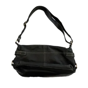 Vintage Fossil Black Leather Multi-Pocket Shoulder Bag Y2K Satchel thumbnail 3