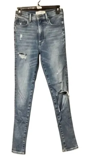 Denim Forum The Lola High Rise Skinny Medium Wash Distressed Jeans size 26 thumbnail 1