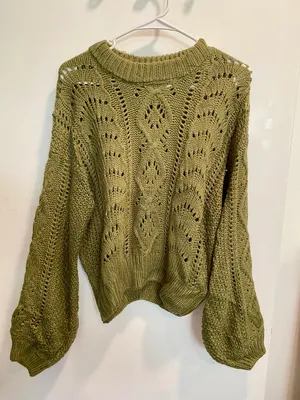 Woven Heart Green Sweater thumbnail 1