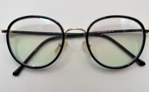 Round Black and Gold Frame Glasses 16011 51-22-142 Clear Lens Eyewear thumbnail 1