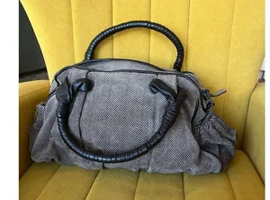 Giorgio Armani vintage fabric with Leather Hand Bag thumbnail 13