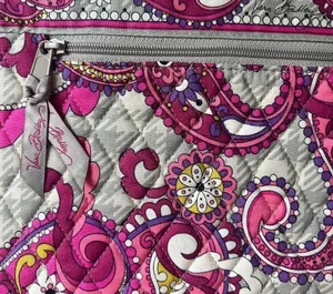 Vintage Vera Bradley Laptop Tote Bag Paisley Plaid case travel quilted pockets thumbnail 4