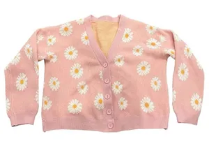 SHEIN Daisy Button Up Cardigan in Pink, Size OS​​​​​​​ thumbnail 1