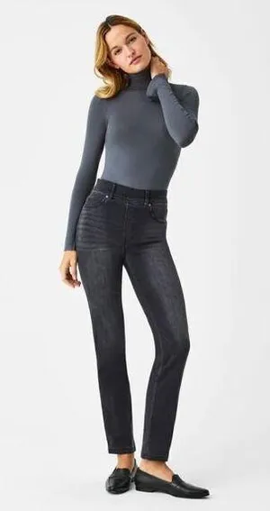 Spanx Straight Leg Jeans, Black thumbnail 1