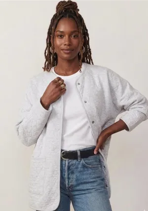 Marine Layer Corbet Quilted Liner Jacket Gray Heather Medium M NWT Collarless thumbnail 1