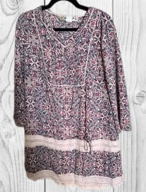 Mimi Chica Long Sleeve boho romantic V-Neck Size Medium‎ Festival Dress thumbnail 1