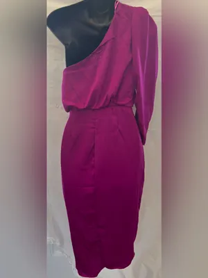 DO+BE One-Shoulder Ruched Cocktail Dress in Deep Fuchsia thumbnail 3