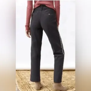 Anthropologie Embroidered Side Stripe‎ Black ankle pants Size 0 boho high rise thumbnail 3