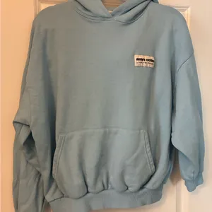 Women Blue Pacific Republic hoodie with black writing. Size M #amoremotion thumbnail 5