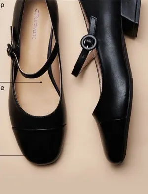 Classic Black Mary Jane Loafers with Low Block Heel thumbnail 1