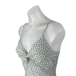 NEW Abercrombie & Fitch Gray Polka Dots Sleeveless Twist Front Cami Slip Dress S thumbnail 2