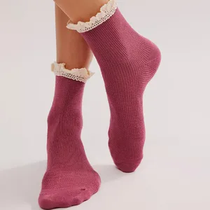 NWT Free People Beloved Waffle Knit Ankle Socks Gray Grey 1 Pair thumbnail 12