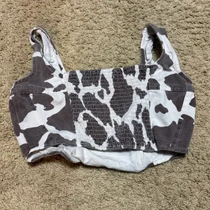 Women's western cow print corset top medium 100% cotton thumbnail 3