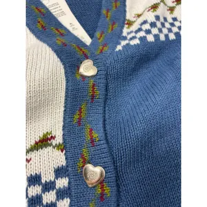 Quacker Factory Blue Garden Angel Embroidered Cardigan Sweater‎ 2X Heart Buttons thumbnail 13