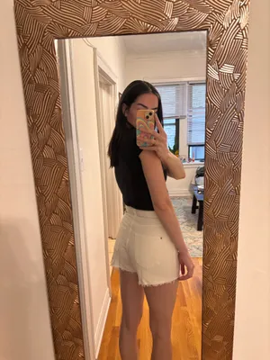 ZARA White Denim Shorts thumbnail 5
