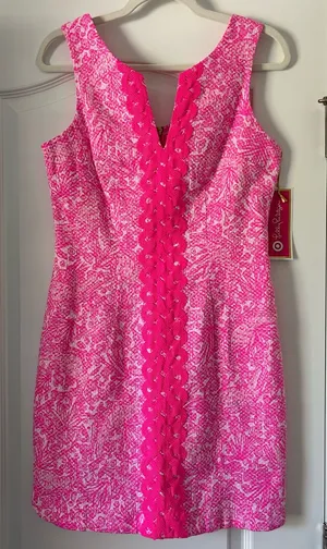 Lilly Pulitzer for Target “See Ya Later” Shift Dress Sleeveless Hot Pink Pattern thumbnail 1
