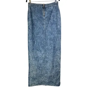 Judy Blue Denim Midi Maxi Skirt Sz 1XL Acid Wash Stretch High Slit A Line thumbnail 2