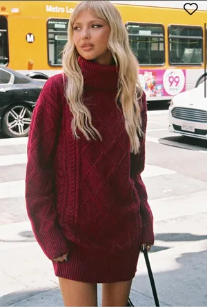 Bonington Sweater Dress Burgundy thumbnail 1