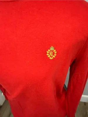 Ralph Lauren Red Turtleneck Long-Sleeve Top with Gold Crest thumbnail 3