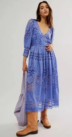 Free People Shadow Dance Midi Dress thumbnail 1