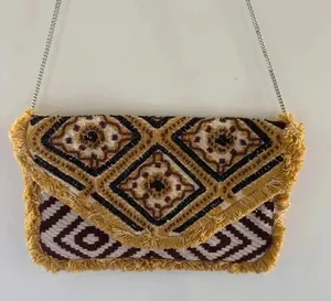 Promod Multi Beaded Fringe Clutch medium multicolor Gold thumbnail 1