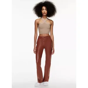 Aritzia Babaton Sculpt Beige Ribbed Knit Criss Cross Sleeveless Crop Tank Top XS thumbnail 2