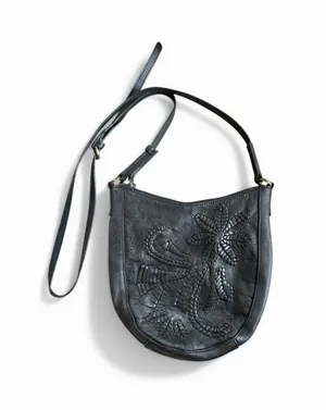 Vintage Y2K Lucky Brand leather bohemian crossbody bag black thumbnail 1