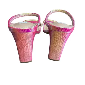Steven by Steve Madden‎ Pink Iridescent Strappy Block Heel Sandals Square Toe 9 thumbnail 3