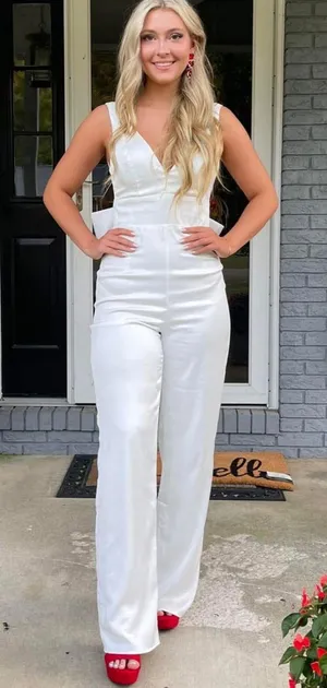 White Jumpsuit Lulus thumbnail 1