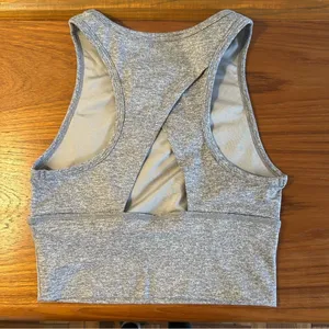 Celestial Bodiez Cropped High Neck Bra Top in Gray with a Cut Out Back thumbnail 3