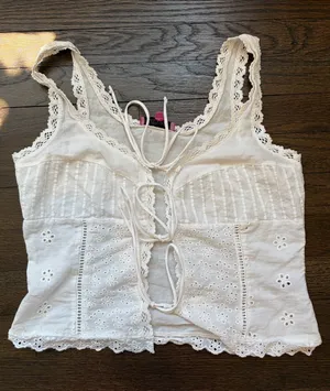 Edikted Fiore Eyelet Tie Front Top  thumbnail 2