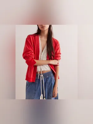 NWOT Free People Take It Easy Cardigan - poppy red - XS thumbnail 4