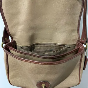 Coach Vintage Sheridan Mayfield Beige‎ Brown Saddle Leather Shoulder Bag 4225 K thumbnail 16