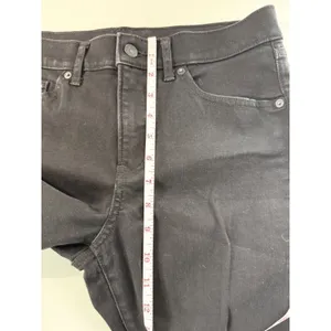 Express Mid Rise Skinny Jeans Black Distressed Raw Hem Women Size 6R‎ thumbnail 10