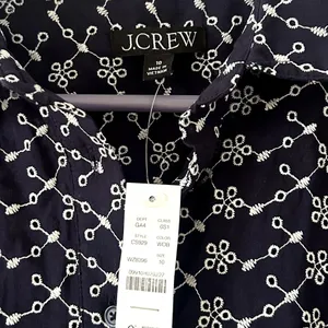 J. Crew Blue White Mini Eyelet Shirt Classic Dress NWT Size 10 thumbnail 4