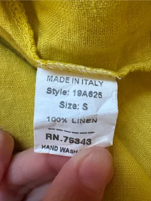 Francesca Bettini Italy 100% Linen Yellow Lagenlook Midi Dress S thumbnail 5