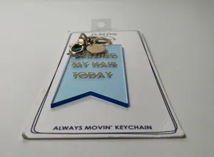 Packed Party Always Movin’ Brushed My Hair Today Gold Keychain Key Ring thumbnail 5