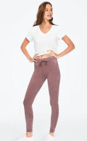 PINK by Victoria secret acid washed cotton campus drawstring yoga pants Sz Lg thumbnail 3