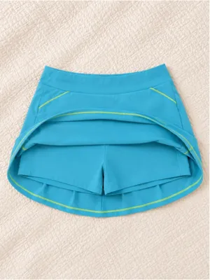 Adidas Aqua Blue Tennis Skort‎ Skirt Shorts Women’s Small Neon Trim Pockets thumbnail 5