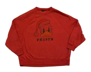 Disney AE‎ Donald Duck Feisty Christmas Holiday Red Sweatshirt Crewneck M thumbnail 1