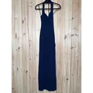 NWT Lulus Tove Navy Halter Neck Column Maxi Dress Holiday Wedding Party Sz XS thumbnail 4