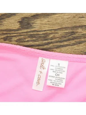 NWT Salt + Cove Juniors Wavy V-Front Hipster Bottoms Swim Bright Rose Pink S thumbnail 6